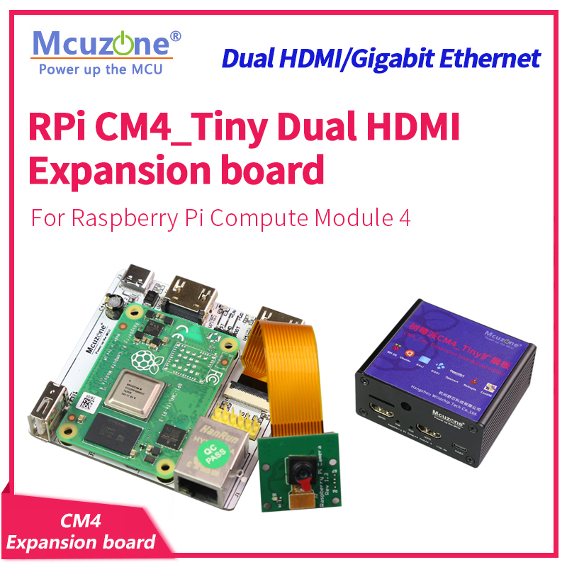 Raspberry Pi Compute Module 4 Dual Camera Board - Carte d'extension RPi CM4_Tiny, double HDMI,